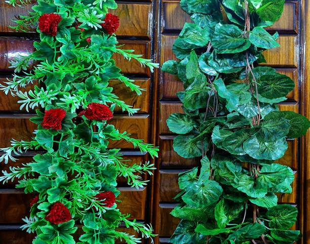Dynamic Retail Global Artificial Hanging Flowers Plant Garlands Chain for Home Decoration AM111 Green Dahalia Artificial Flower