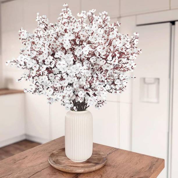 शॉप स्टॉपर्स Artificial White Baby Breath Flower Bunch for Home Décor, Decorative Gift Item सफेद चेरी ब्लॉसम नक़ली फूल