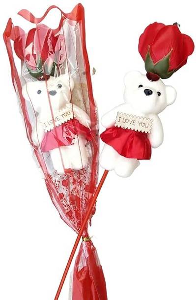 WE7Enterprises Artificial Flower, Showpiece, Soft Toy Gift Set
