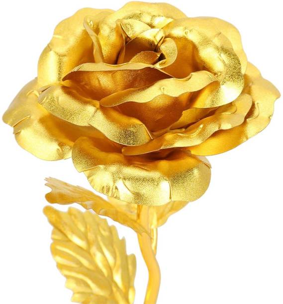 PRIMEFAIR Gold Rose Flower, Gold Dipped Rose Forever Rose with Gift Box and Bag for Lover Gold Rose Artificial Flower