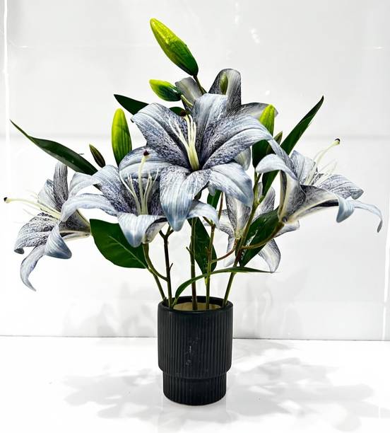 DEY DECOR Artificial Lily Flowe Multicolor Tulips Artificial Flower with Pot