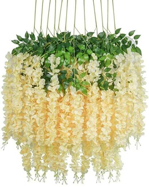 well art gallery Well Art Gallery Artificial Flower Wisteria Hanging Vine for Home Decoration Brown Westeria Artificial Flower