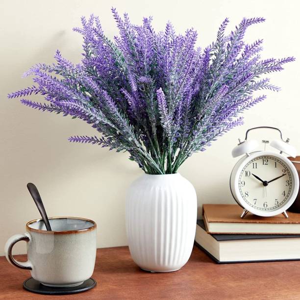 TIED RIBBONS Artificial Lavender Flowers Bunches for Vase Pot Home Decor Living Room Table Purple Lavender Artificial Flower