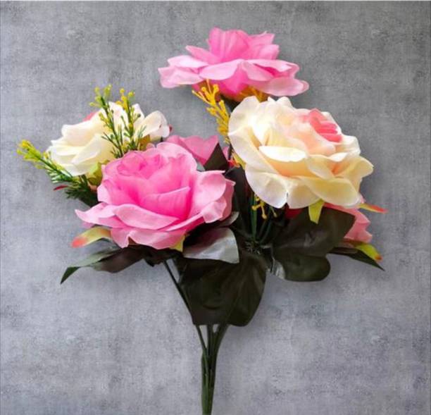 Daissy Raise Artificial Flower Rose Bunch for Home Décor (1 pcs. multicolour) Multicolor Rose Artificial Flower