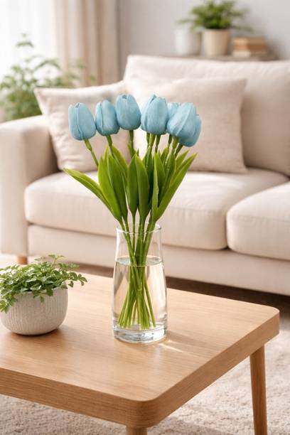 Sylvora Artificial Sea Green Tulip Flower Bunch for Home & Office Decor Green Tulips Artificial Flower
