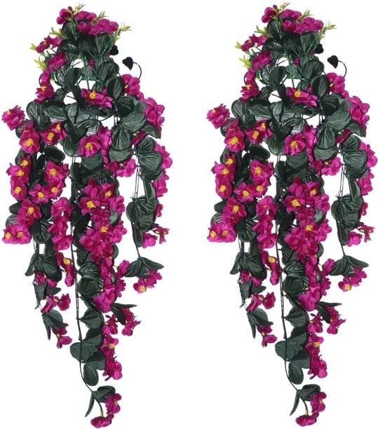The Florist artificial flower hanging creeper with wall-vase Purple Daisy Artificial Flower  with Pot
