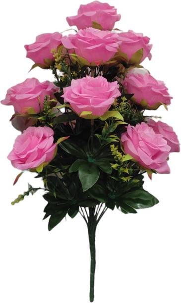 ABHAY FLOWERS & FASHION Artificial Pink Rose Flower Bouquet –Home & Office Decor" Pink Rose Artificial Flower
