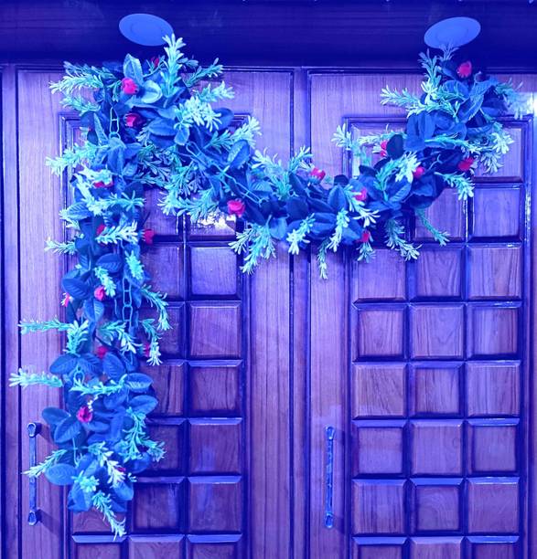 Dynamic Retail Global Artificial Hanging Flowers Plant Vine & Creepers Wall Hanging Home Decor MD585 Multicolor Rose Artificial Flower