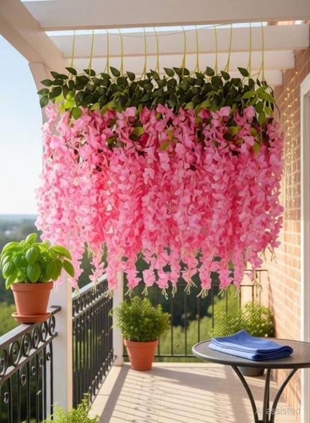 R.M. INDUSTRIES Premium Artificial Wisteria Hanging Flower Pink Westeria Artificial Flower