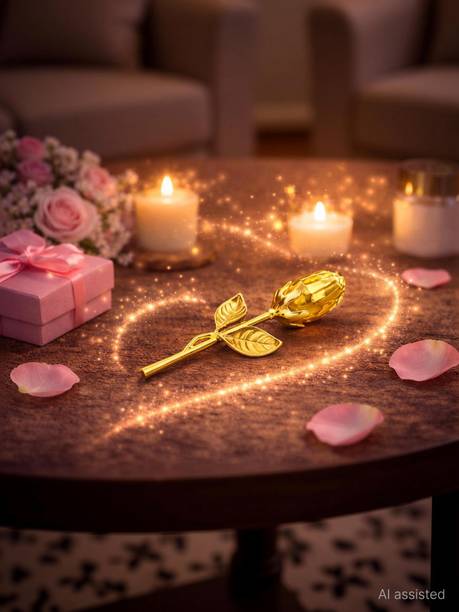 Taars Artificial rose Gold Rose Artificial Flower