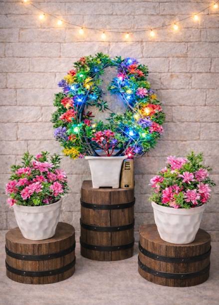 FRONX FLOWER Artificial Flower Multicolor With Pot For Home ,Office And Garden Decor Pack Multicolor, Pink Wild Flower Artificial Flower  with Pot