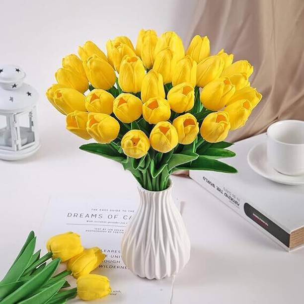 Lavidi TUL0911 Yellow Tulips Artificial Flower