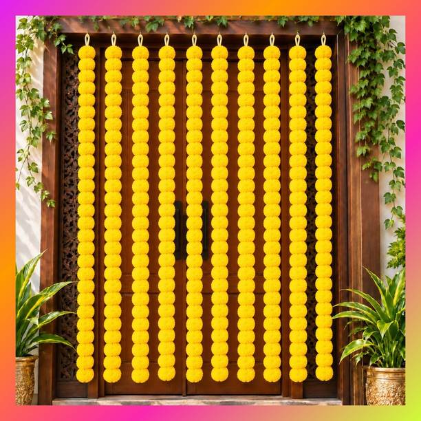 VTFlair Artificial Flower Decorative Set Yellow Pack of 10 10 Flowers Yellow Marigold Artificial Flower