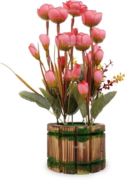 KanRaj Multicolor Tulips Artificial Flower with Pot