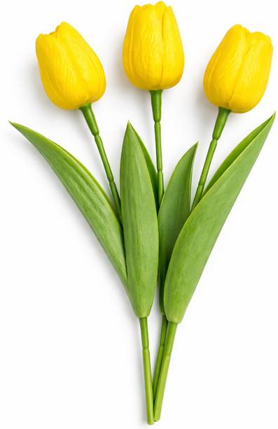 ansari brothers Yellow, Green Tulips, Wild Flower Artificial Flower