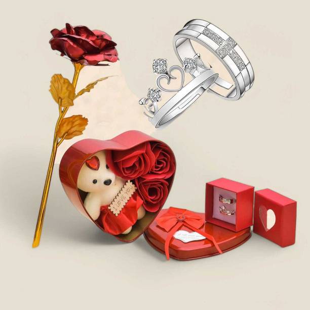 LoveGift Red Rose with Heart Shaped Box Ring for Special Gift Set Red Rose Artificial Flower