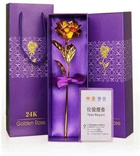 Aipom 24K Golden Rose | Gift Box for Wife, Husband, Boyfriend, Girlfriend Valentine's Gold Rose Artificial Flower