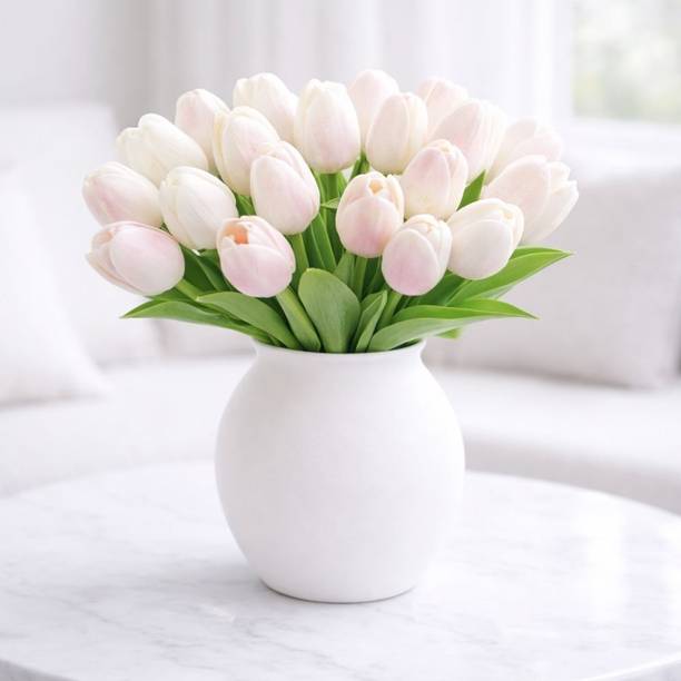 Dekoriv Artificial Tulip Flowers for Vase and Pot Home Office Living Room Festive Decor Pink Tulips Artificial Flower