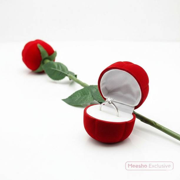 Perfectly Elegant Engagement Ring with Rose Gift Box| Proposal |Anniversary&Valentine Gift Red Rose Artificial Flower