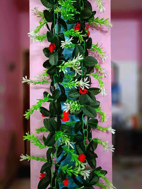 Dynamic Retail Global Artificial Hanging Flowers Plant Vine & Creepers Wall Hanging Home Decor MD585 Multicolor Rose Artificial Flower