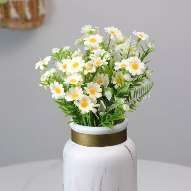 Art Street Artificial White Dasy Silk Flowers For Home, Bedroom, Living RoomDecoration White, Green Daisy Artificial Flower