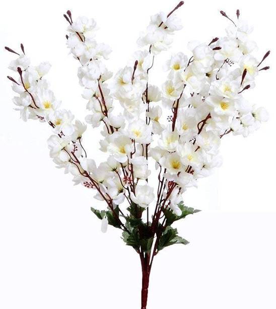 MYDECOREIN Artificial Cherry Blossom Flower Wedding Bouquet Home Office Bedroom Tabletop White Cherry Blossom, Peach Blossom, Wild Flower Artificial Flower