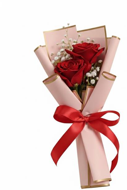 Fleur Buddy Romantic Bliss Rose Bouquet Red, Pink Rose Artificial Flower