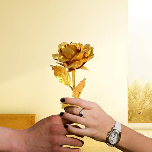 MPROW Gold Plated Artificial Gold Rose Gold Rose Artificial Flower