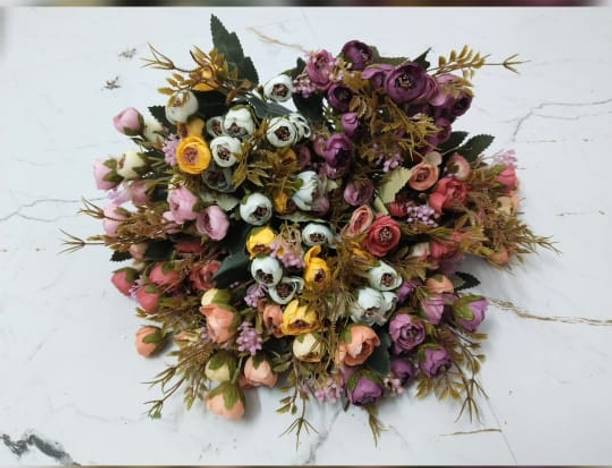 DS Incorp Maroon, Blue, Multicolor, Orange, Red, Pink, White, Purple, Yellow, Green Cherry Blossom, Rose, Tulips Artificial Flower