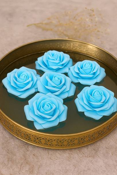 Akp Pack of 6 Artificial Floating Rose Flowers for Water Bowl, DIY & Home Decoration Blue Rose Artificial Flower