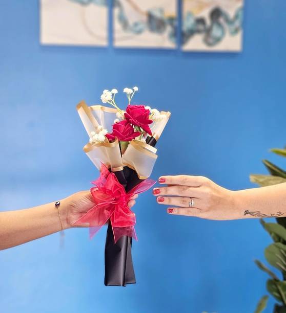 prajna 1 Pcs Valentine Bouquet with Artificial Flowers for Gifting purpose Multicolor Rose Artificial Flower