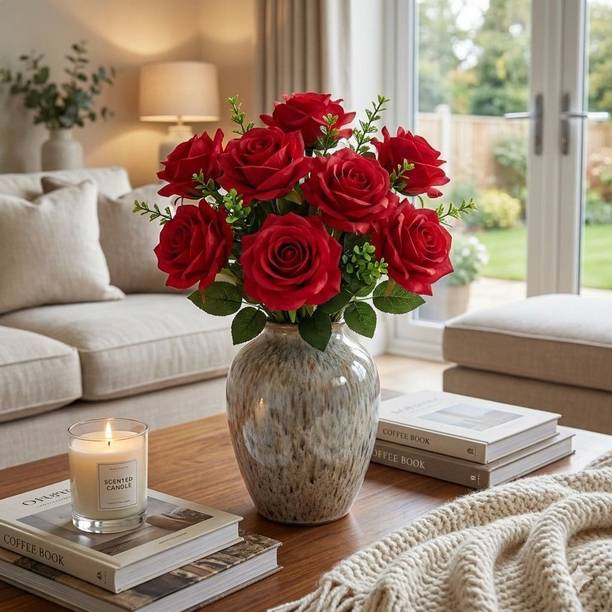 GudiyaEnt Artificial Rose Flower Bunch Red Rose Artificial Flower