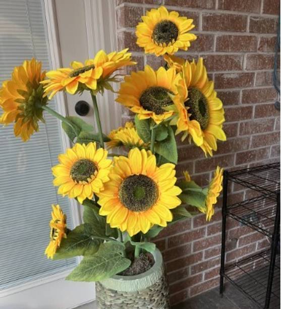 Easyflower Sunflower Flower Stick Pack of 1 Home Decor Artificial Big Size Vase Yellow Yellow Sunflower Artificial Flower