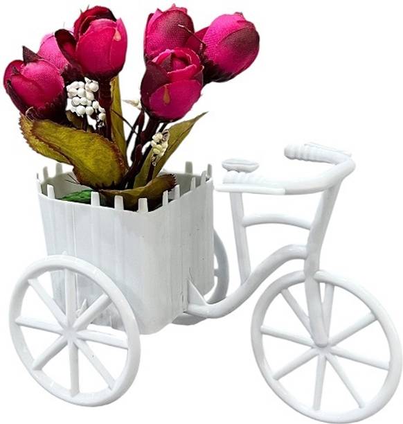 Nexat Decorative Artificial Flower with Basket Multicolor Wild Flower Artificial Flower  with Pot