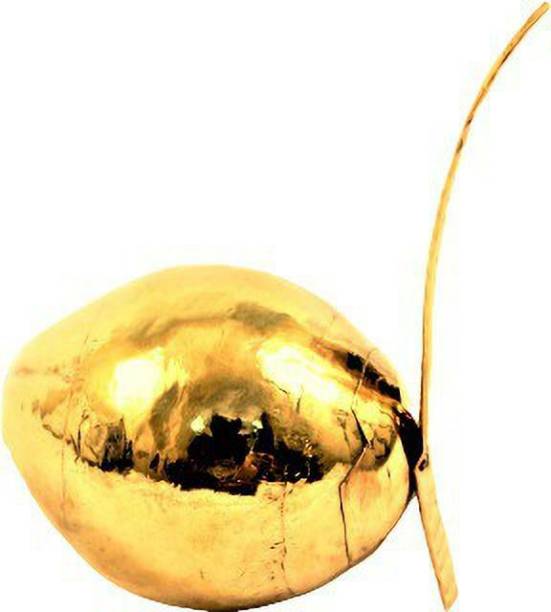 Shrinika 100% Pure Brass Hand Made Pooja Nariyal / Brass Pooja Coconut / Pital Daab (Gold _ 04" x 04" x 03" _ 70 Gram) Artificial Fruit