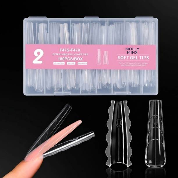 MOLLY MINX Extra Long Sandwich Dual Nail Forms 180PCS Nail Extension Set No2 Clear