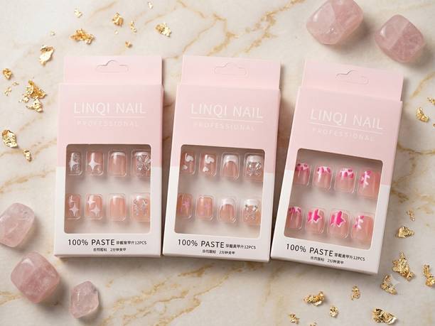SRJS nails extension artificial nails press on nails 24 pcs multicolour multicolour