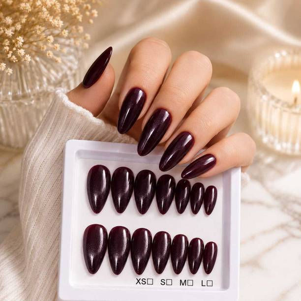 house of common nail art/ artificial nails/cat eye nails/nail extension/PRESS ON NAILS MEHROON, MAROON, BURGUNDY