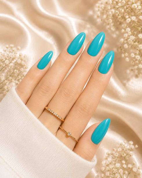 house of common nail art/ artificial nails/cat eye nails/nail extension aqua blue