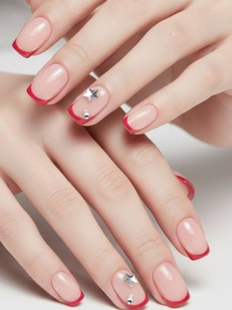 Lick - Press on Nails 24 Pcs Matte Classic Nude Acrylic Artificial/False/Fake Reusable Nails Extension Square Shape Nude