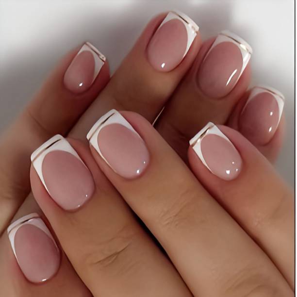 VGroot French Artificial nails Designer Acrylic Fake Press on art with glue kit Natural