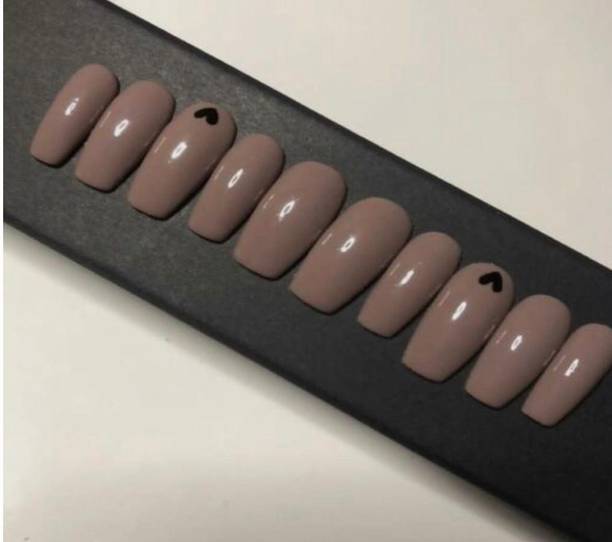 AMOK STORE fake nails with glue, nail extension tips , false nail, nail art kit, Peach pink
