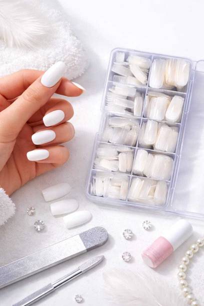 lukaf Natural Look Artificial Nail Tips White