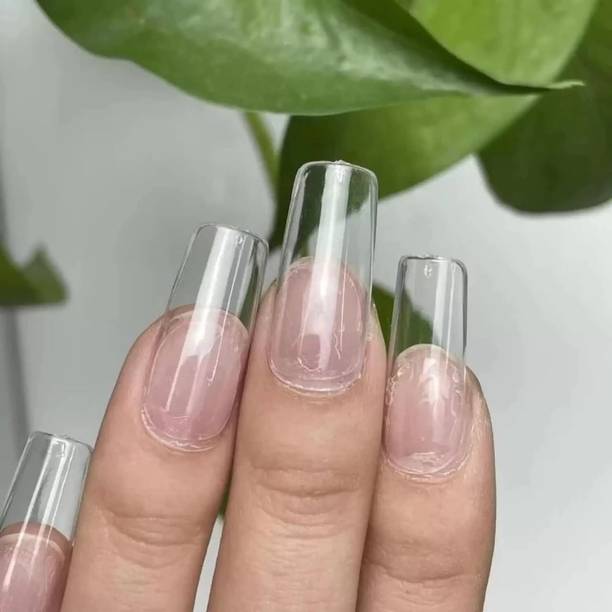 Raugiv Nail Extension Tips Kit with Glue for Professional Manicure Applications Transparent