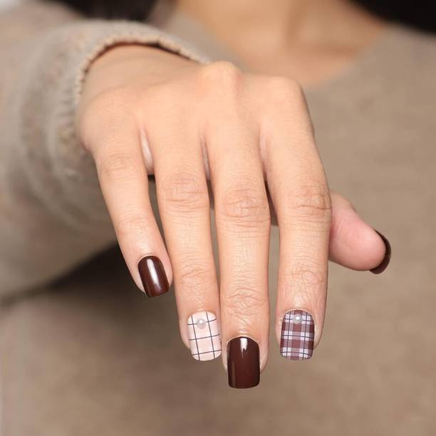 Lick - Press on Nails Matte Classic Maroon Square Shape Artificial/Fake Acrylic Nails Extension Maroon Maroon