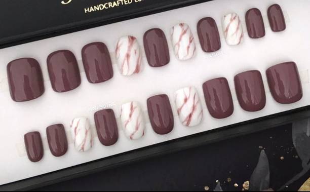AMOK STORE fake nails with glue, nail extension tips , false nail, nail art kit, Maroon
