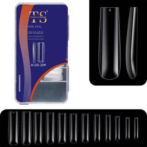 THR3E STROKES Soft Gel Nail Tips | Artificial Nails Long Oval False Nails Extension Set Full Cover Soft Nail Tips | Nail Salons DIY Nail Art with Box