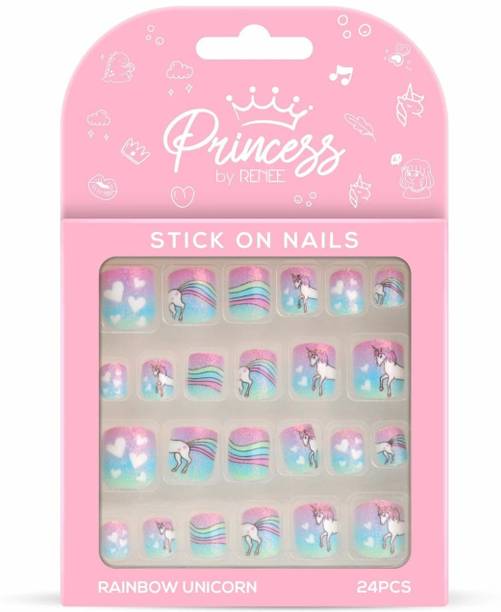 Renee Princess Stick On Nails, Rainbow Unicorn Nails Multicolor