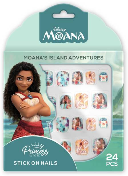 Renee Princess by Disney Moana’s Island Adventures Reusable Press On Nails for Kids Multicolor
