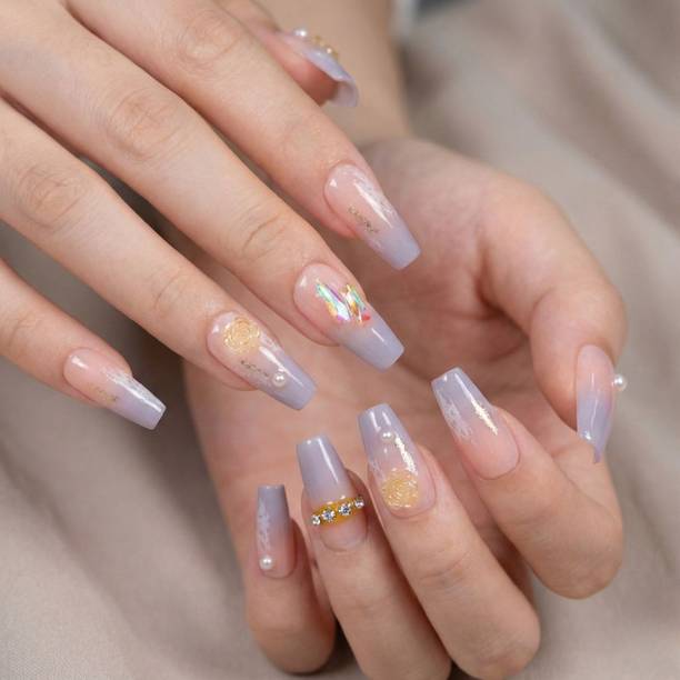 HUDA CRUSH Artificial Press On Nails Extension with Design for Women | Nail Art Set N-12